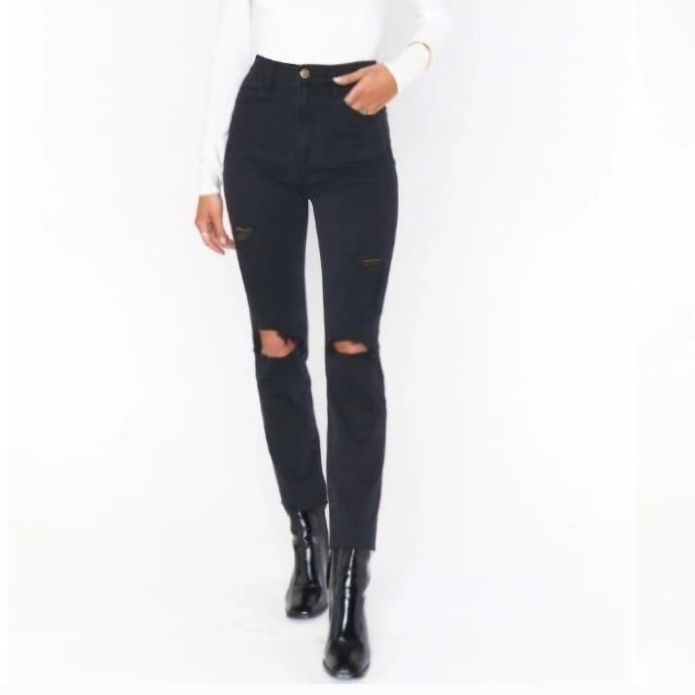 Show Me Your MuMu Soho Zip Up Skinnies Vintage Black Destructed Size 25